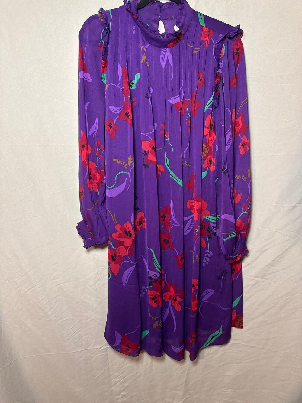 Calvin Klein Deep Purple Floral Long Sleeve Dress 16W Plus Size